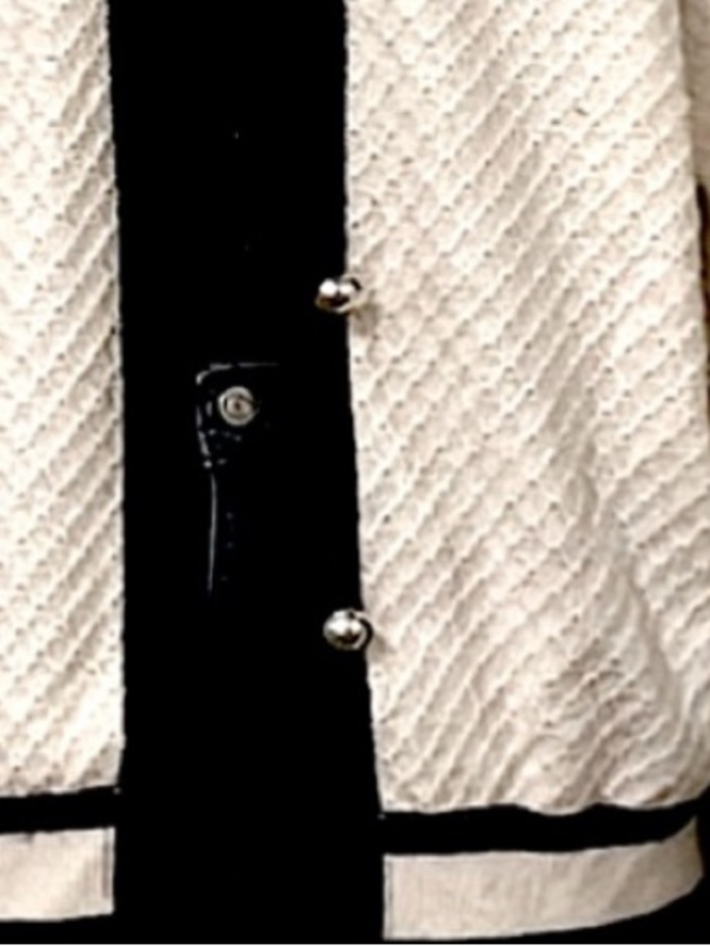 Lark + Grey Womens  Vintage Cream Button Down Honey Comb Knit Cardigan Sweater L - Picture 11 of 11
